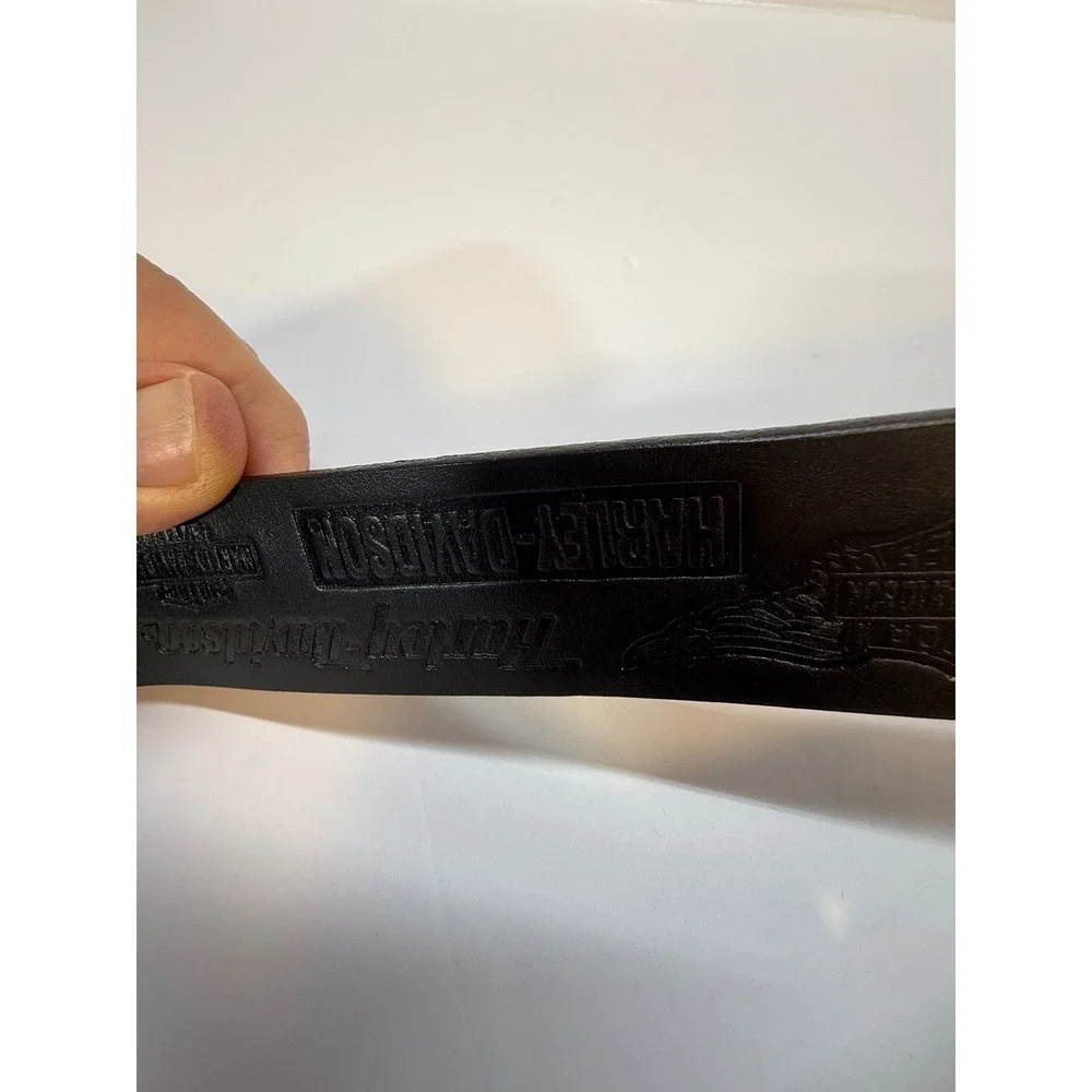 Harley-Davidson Mens Black Embossed Leather Belt Biker Logo 99493-07V Size 30